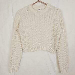 Cotton On ivory cable knit cropped sweater Small Minimal Soft Girl Fisherman